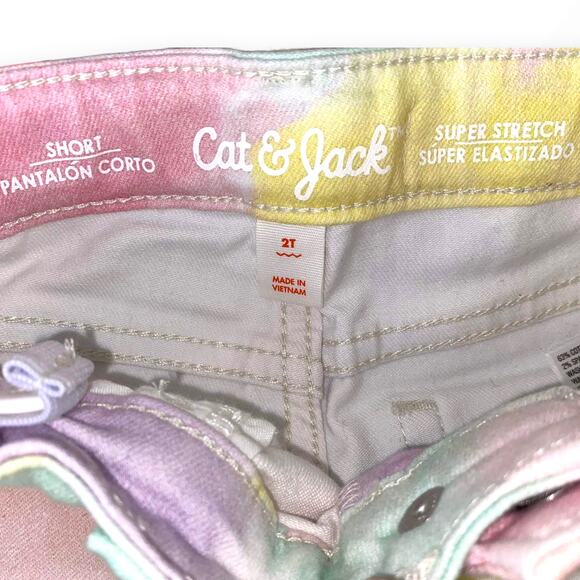 CAT AND JACK Pastel Tie Dye Adjustable Waist Stretch Shorts - Picture 4 of 8